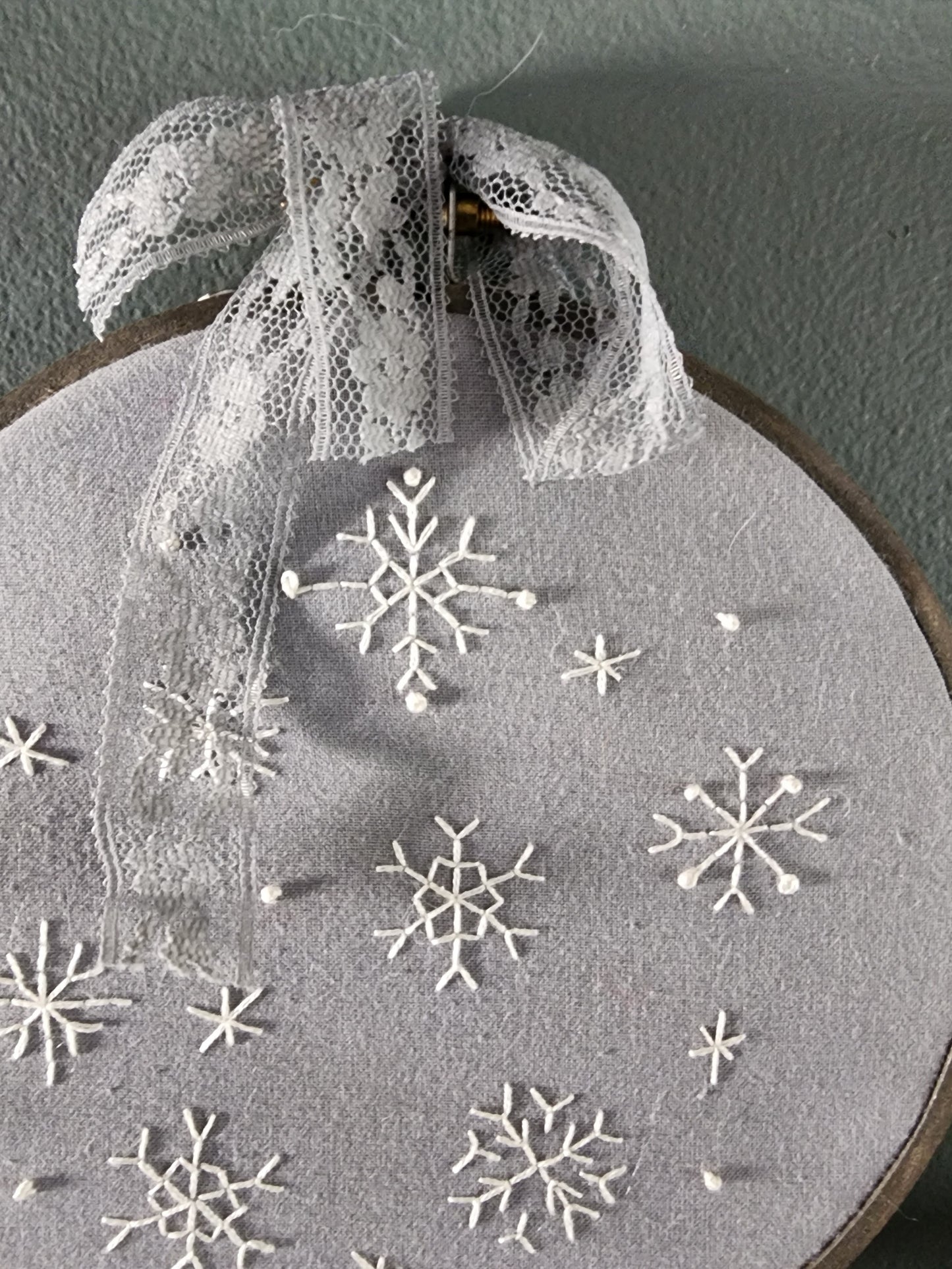 Winter Wonder Hand Embroidered Snowflakes Hoop