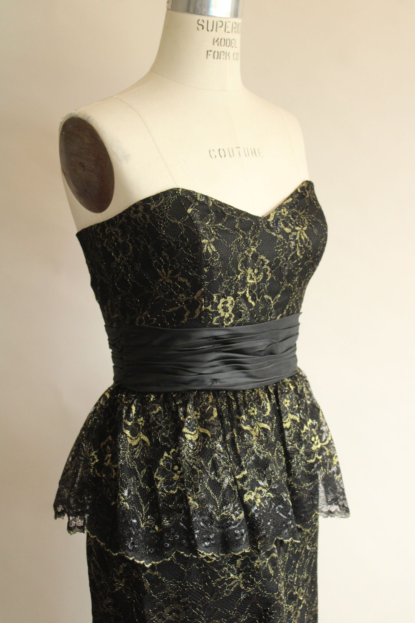 Betsey Johnson Dress, New, Size 6 Black and Gold Lace