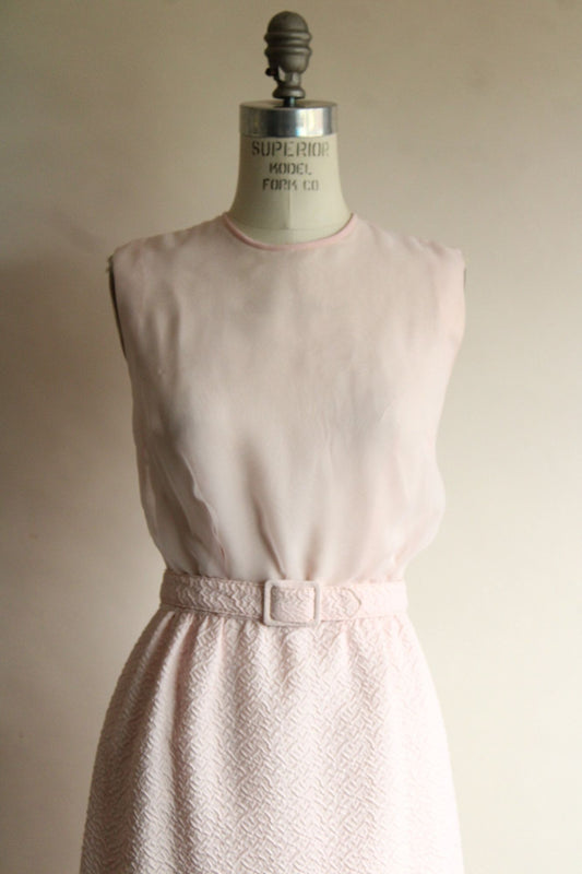 Vintage 1960s Pink Sleeveless Dress with belt