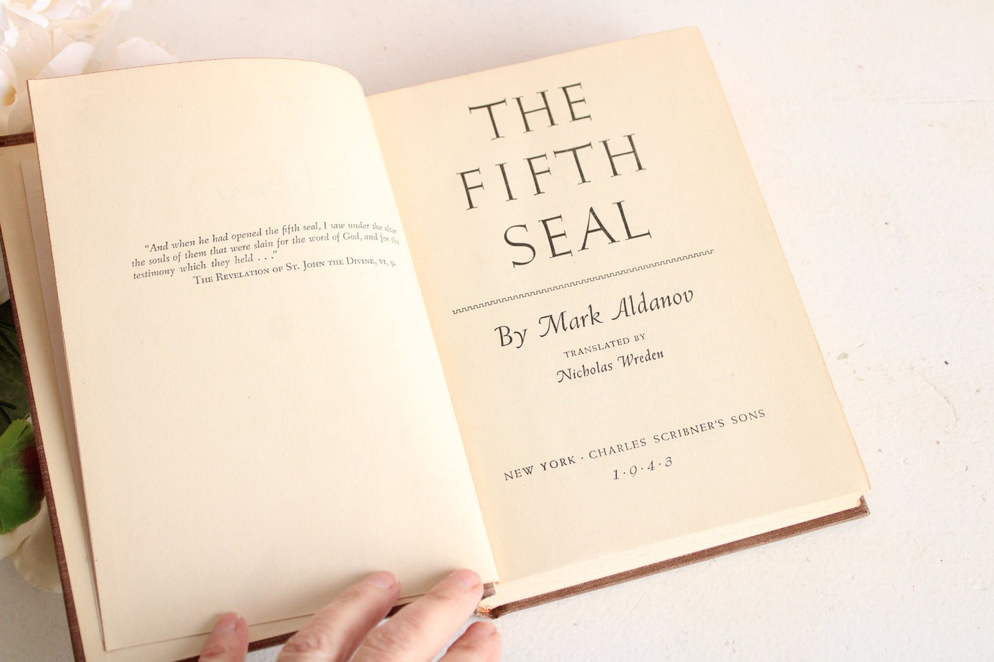 Vintage 1940s Book, " The Fifth Seal" by Mark Aldanov Published by Charles Scribner's Sons