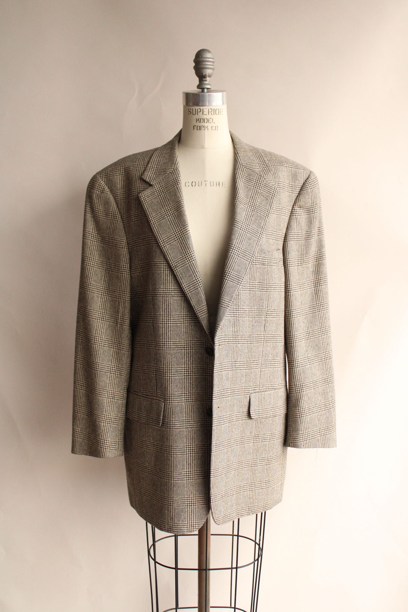 Club Room by Charter Club Mens Blazer, Size R40,  Macy's,Black and Tan Houndstooth