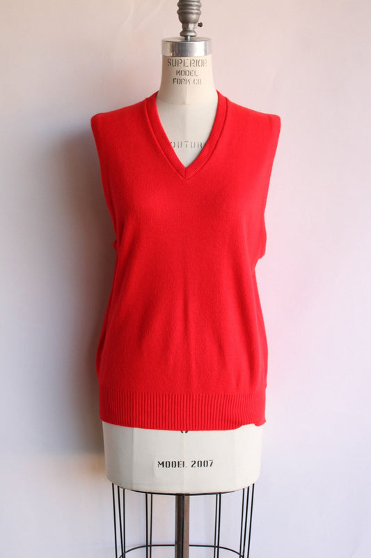 Vintage 1950s Marston's Red Orlon V Neck Sweater Vest