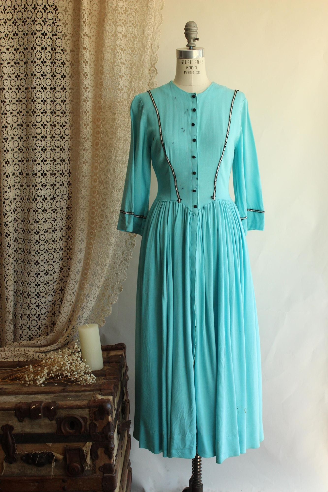 Vintage 1950s 1960s Victorian Day Dress Costume in Robins Egg Blue –  Toadstool Farm Vintage