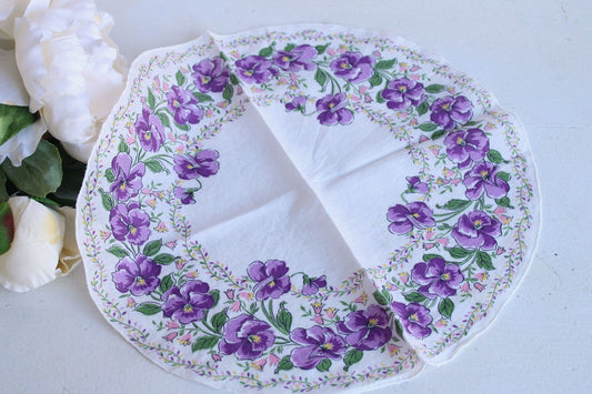 Vintage Violet Print Round Handkerchief