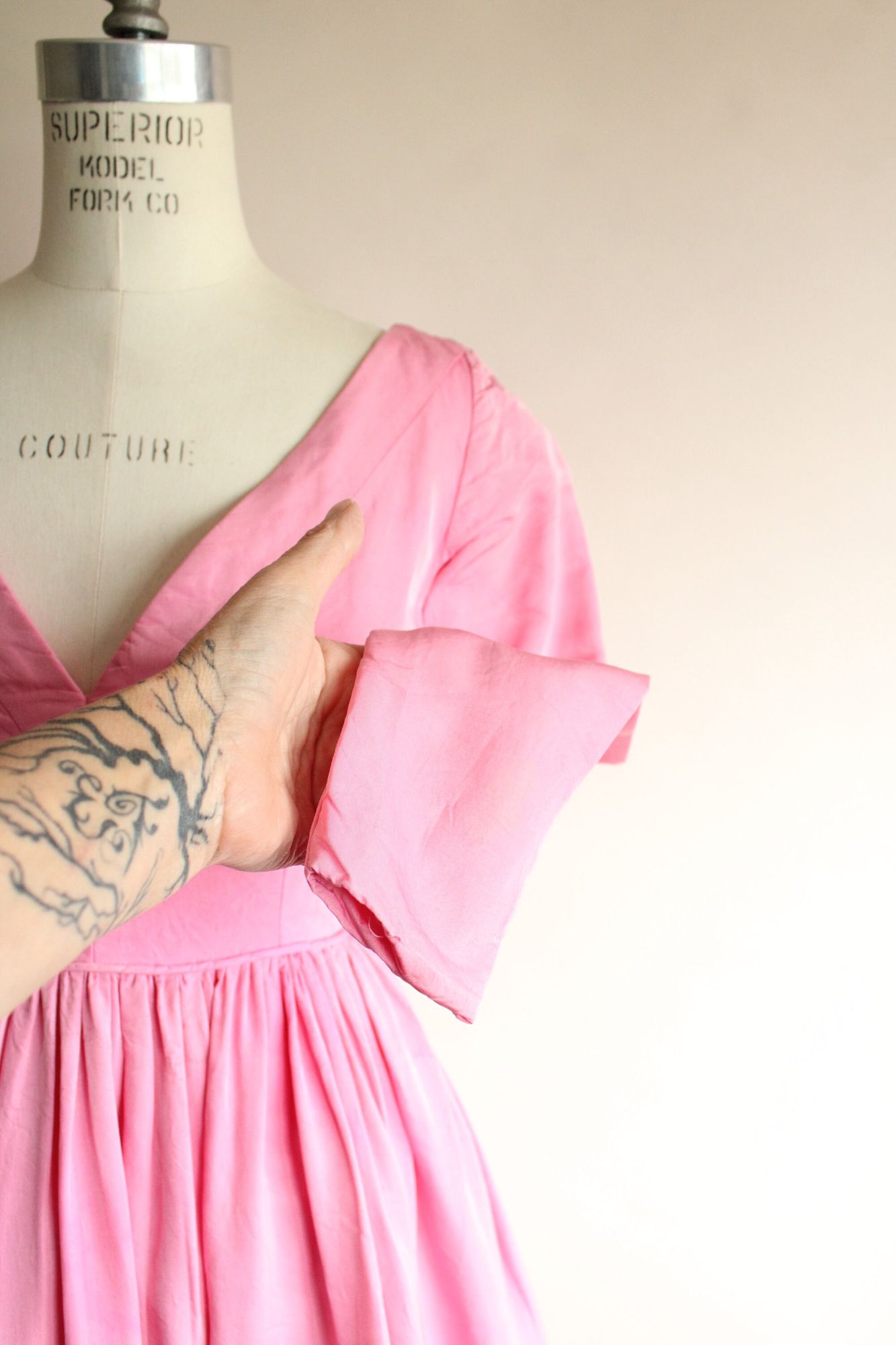 Vintage 1960s Modern Couture Original Pink Fit and Flare Dress with pockets