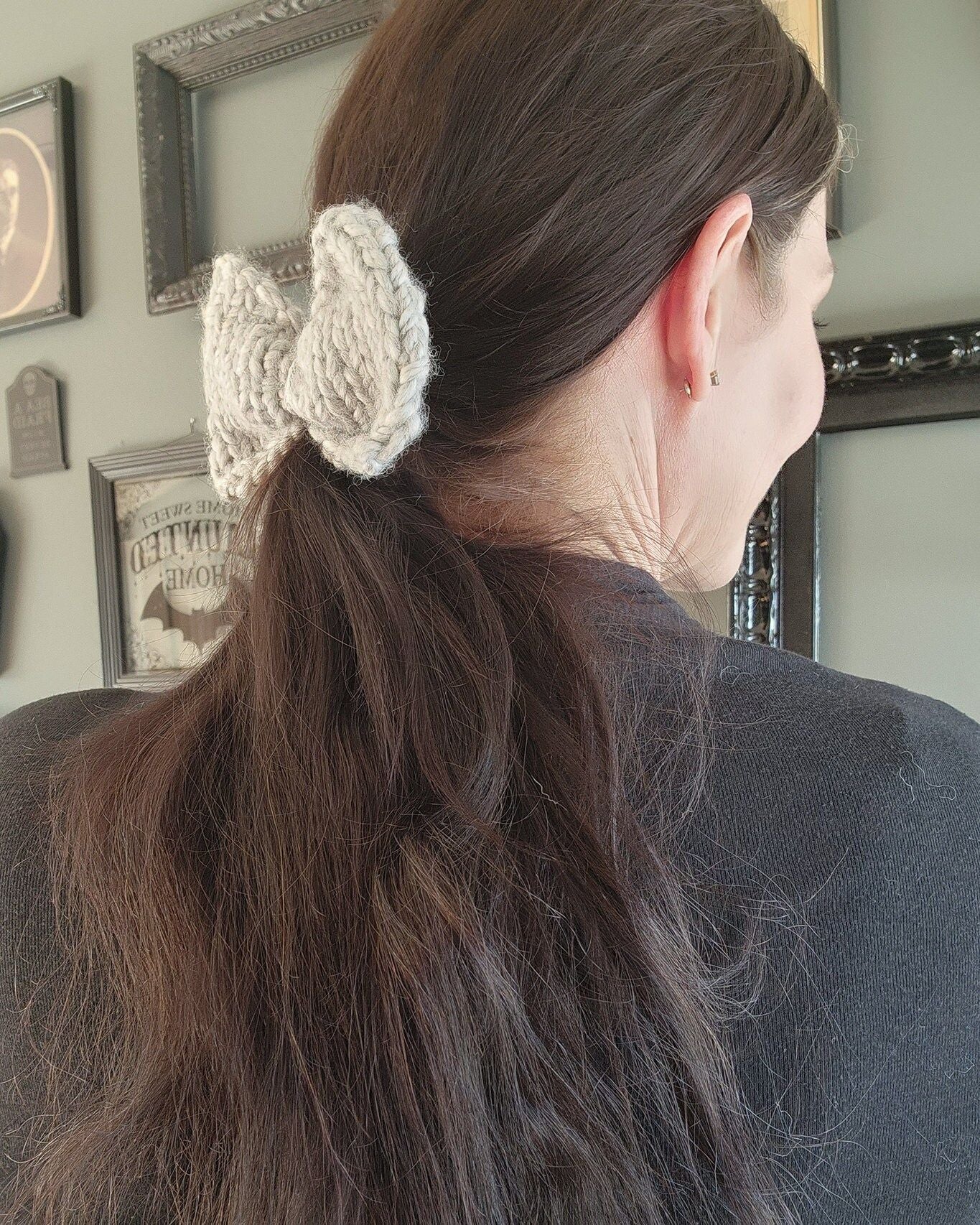 The "Ice Queen" Hand Knit Hair Bow