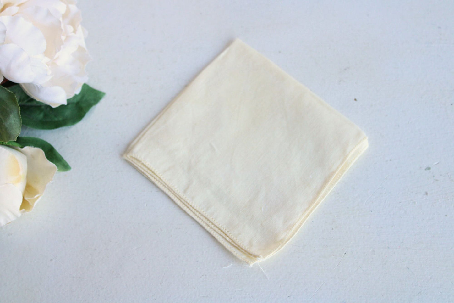 Vintage 1960s Handkerchief, Yellow Linen Hankie