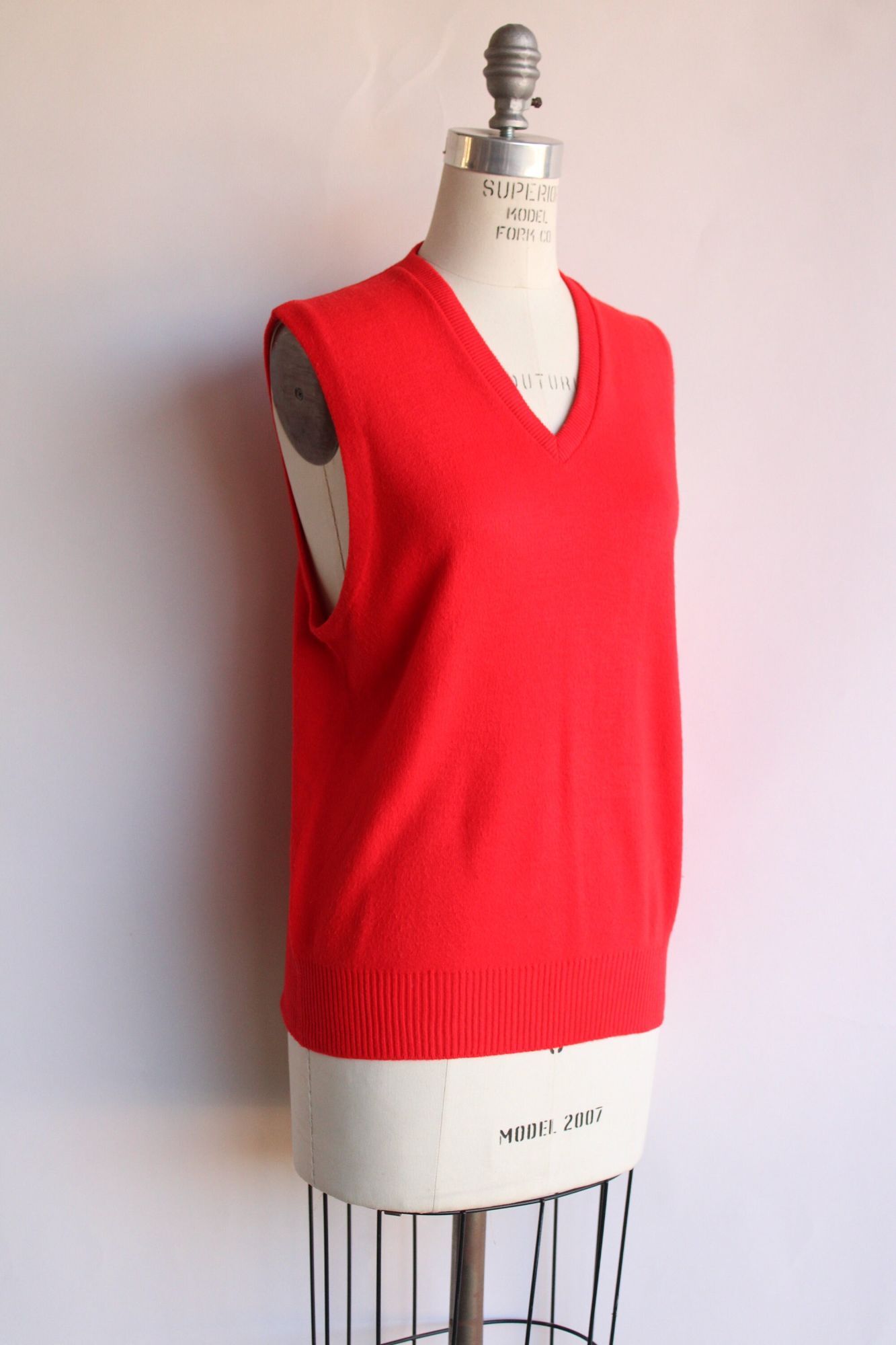 Vintage 1950s Marston's Red Orlon V Neck Sweater Vest