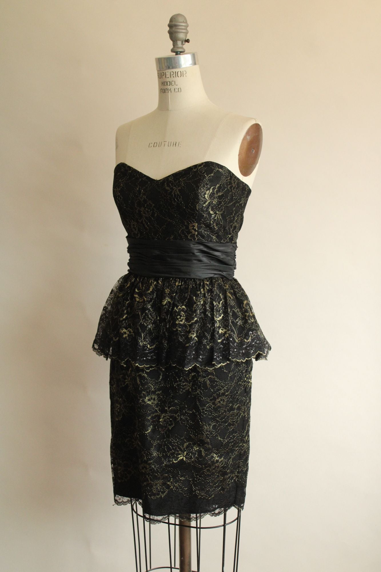 Betsey Johnson Dress, New, Size 6 Black and Gold Lace