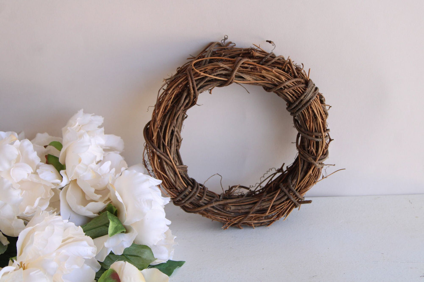 Grapevine Wreath, NOS, 6" Diameter, Single or Double, Natural Round