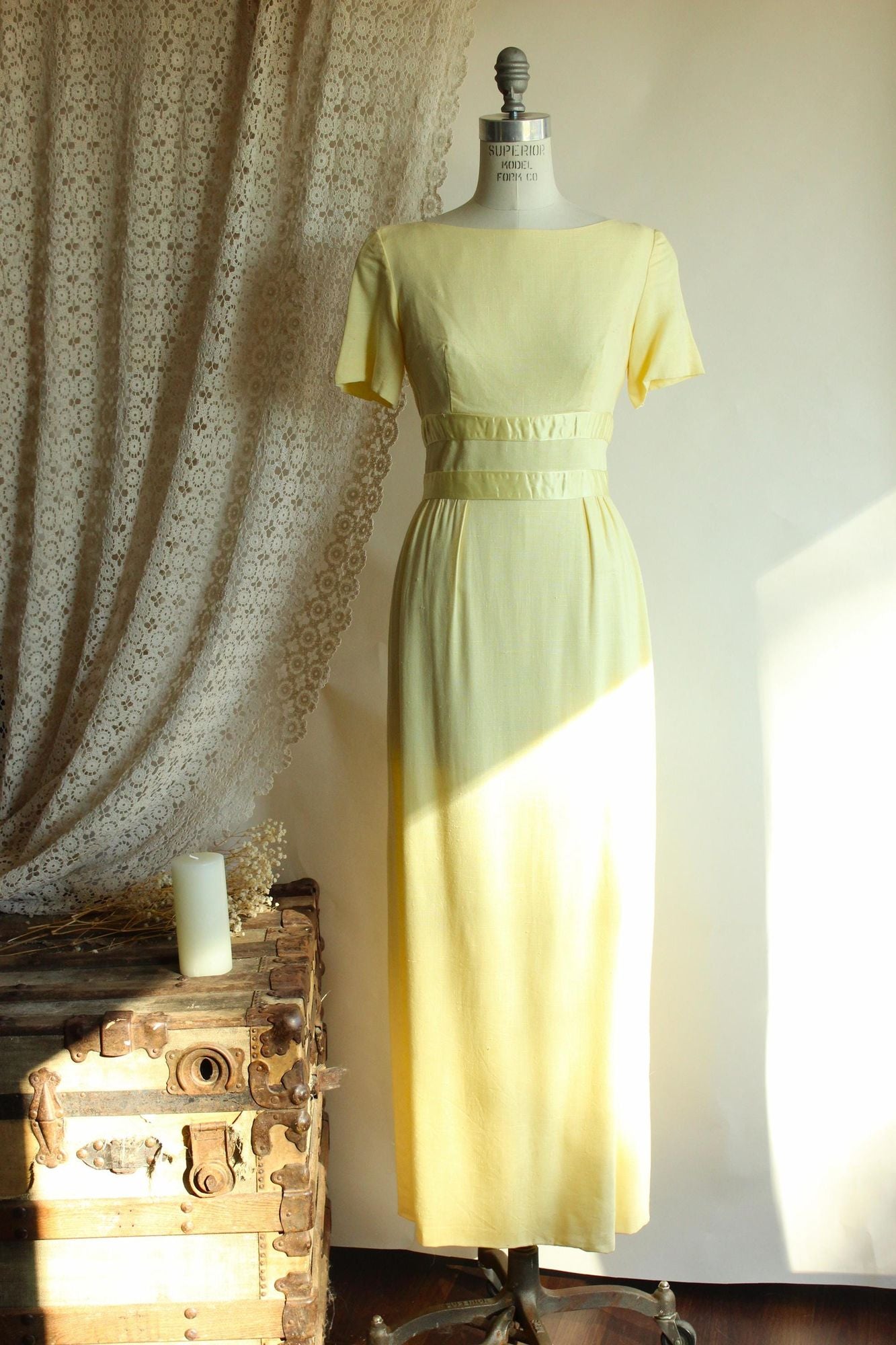 Vintage 1970's Yellow Full Length Maxidress