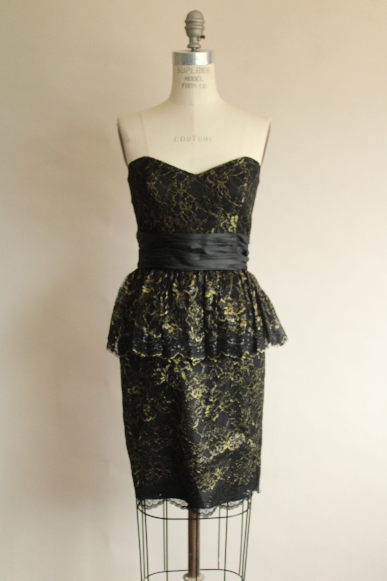 Betsey Johnson Dress, New, Size 6 Black and Gold Lace Toadstool Farm Vintage Betsey Johnson Dress, New, Size 6 Black and Gold Lace Toadstool Farm Vintage