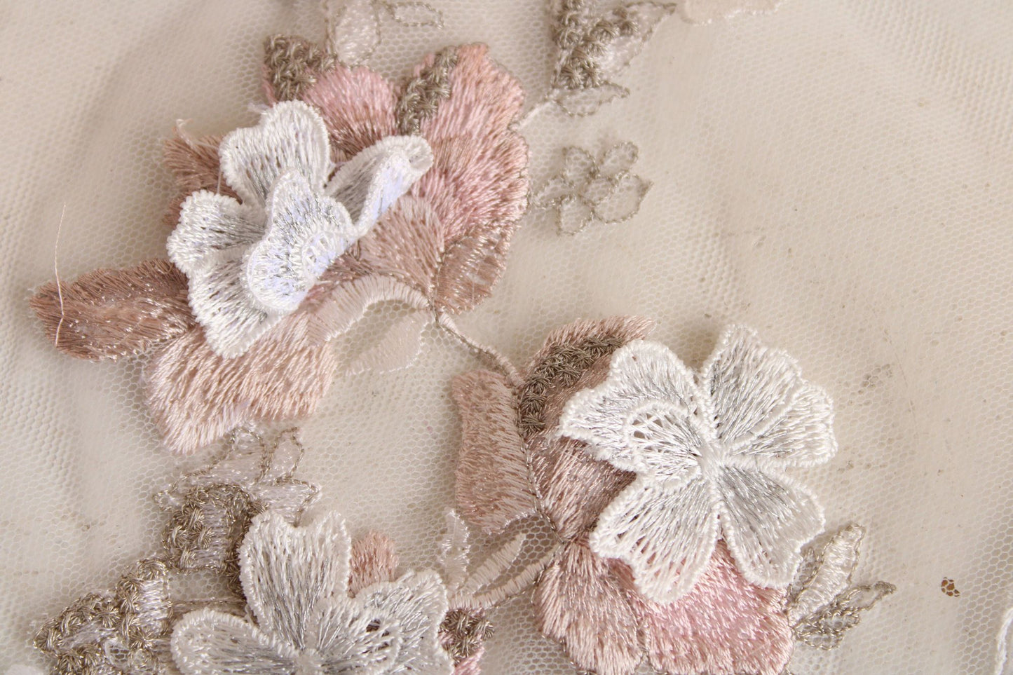 Embroidered Appliques, Embroidered Fabric Ends with Flower Appliques