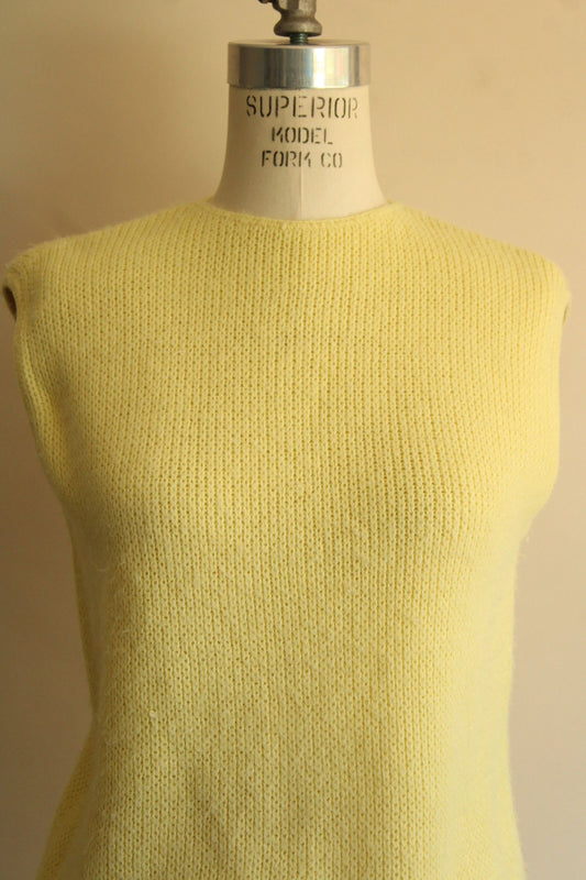 Vintage 1960s Classic Creations Yellow Knit Sweater Vest