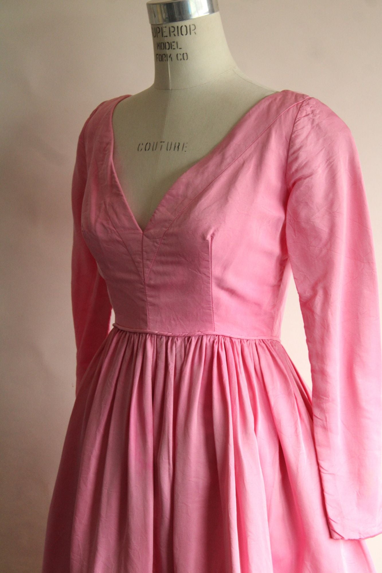 Vintage 1960s Modern Couture Original Pink Fit and Flare Dress with pockets