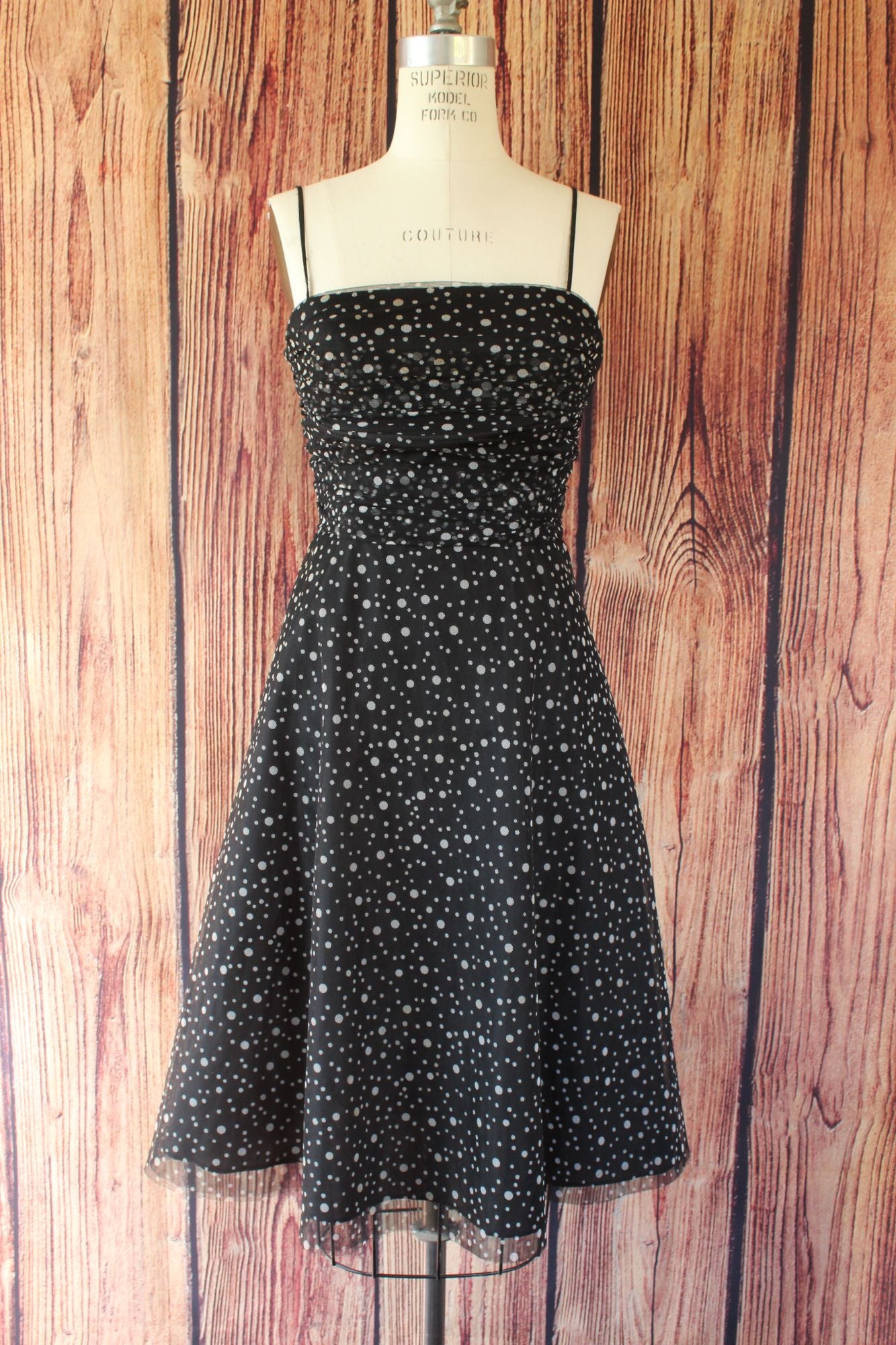 Jessica Howard Dress, Black with Gray Polkadots, Size 8 Toadstool Farm Vintage Jessica Howard Dress, Black with Gray Polkadots, Size 8 Toadstool Farm Vintage