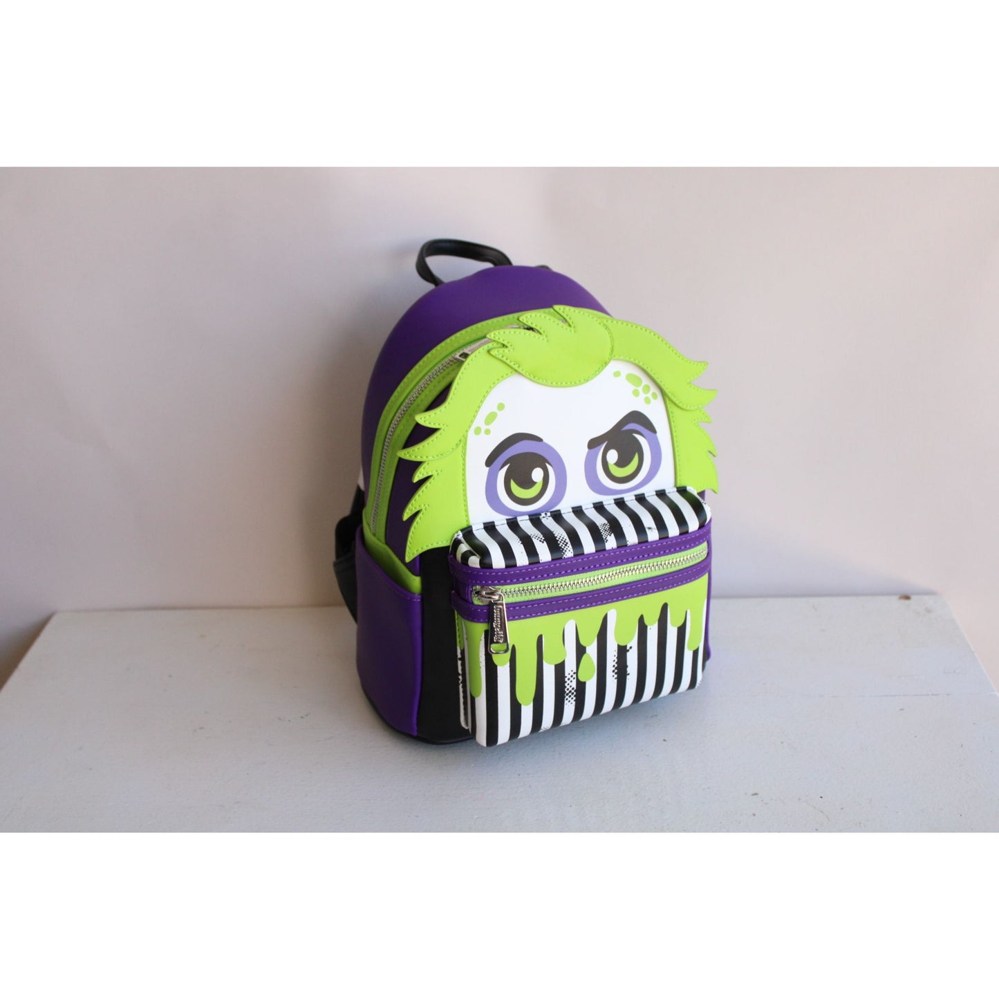 Loungefly Beetlejuice Backpack, New With Tags, Green and Purple, Pockets