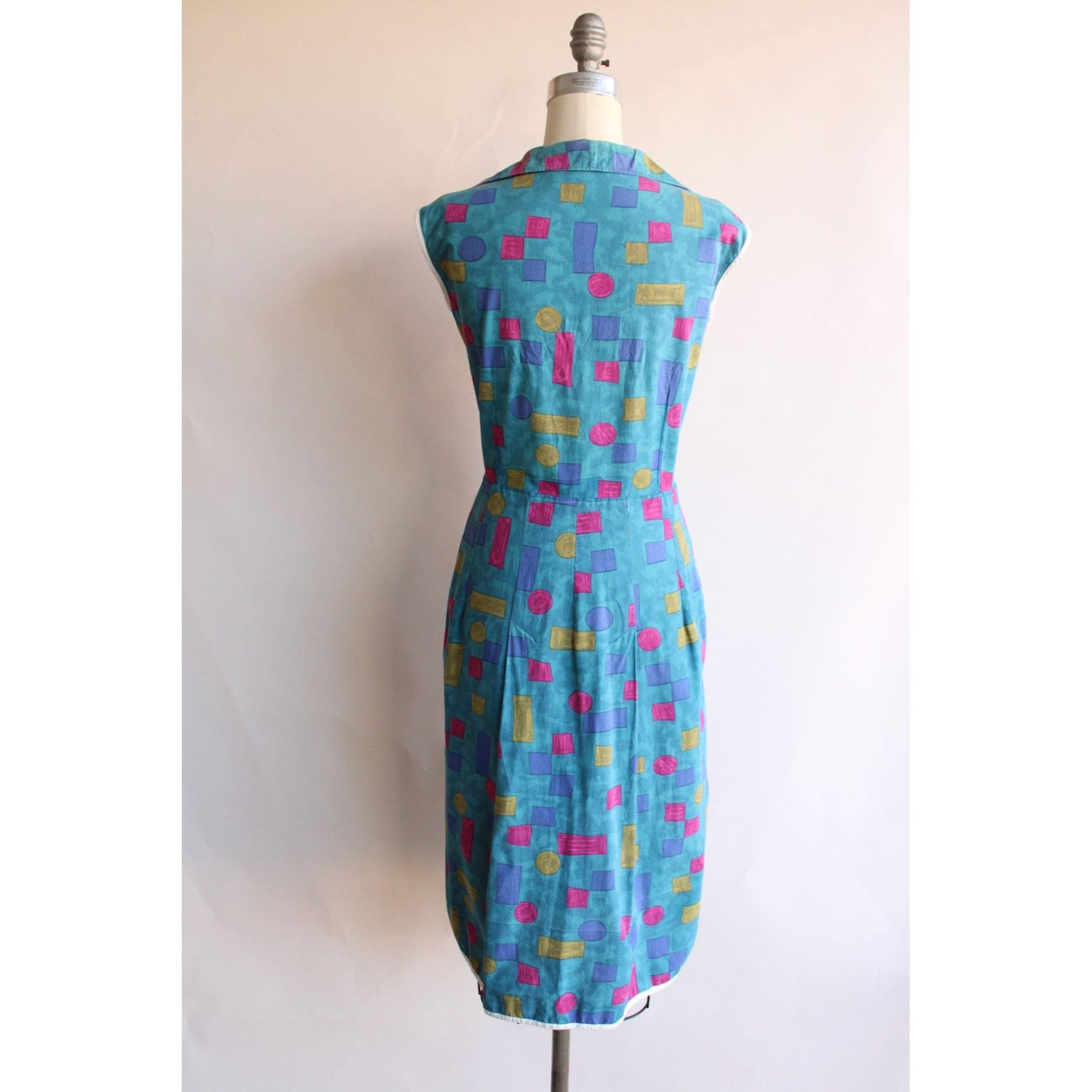 Vintage 1960s Blue Cotton Dress, Plus Size