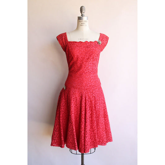 Vintage 1950s Miss Johara Pink Lace Dress