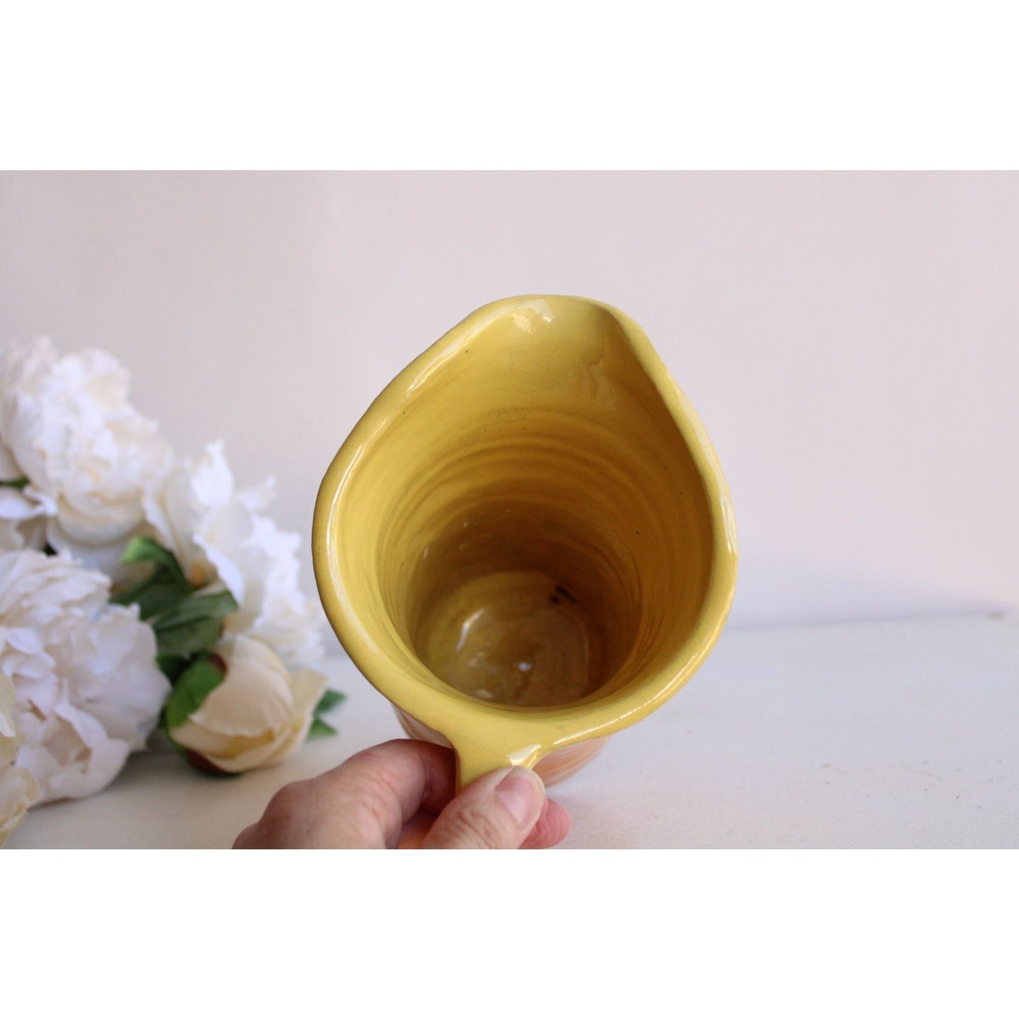 Vintage 1960s Handmade Ombre Yellow Pitcher