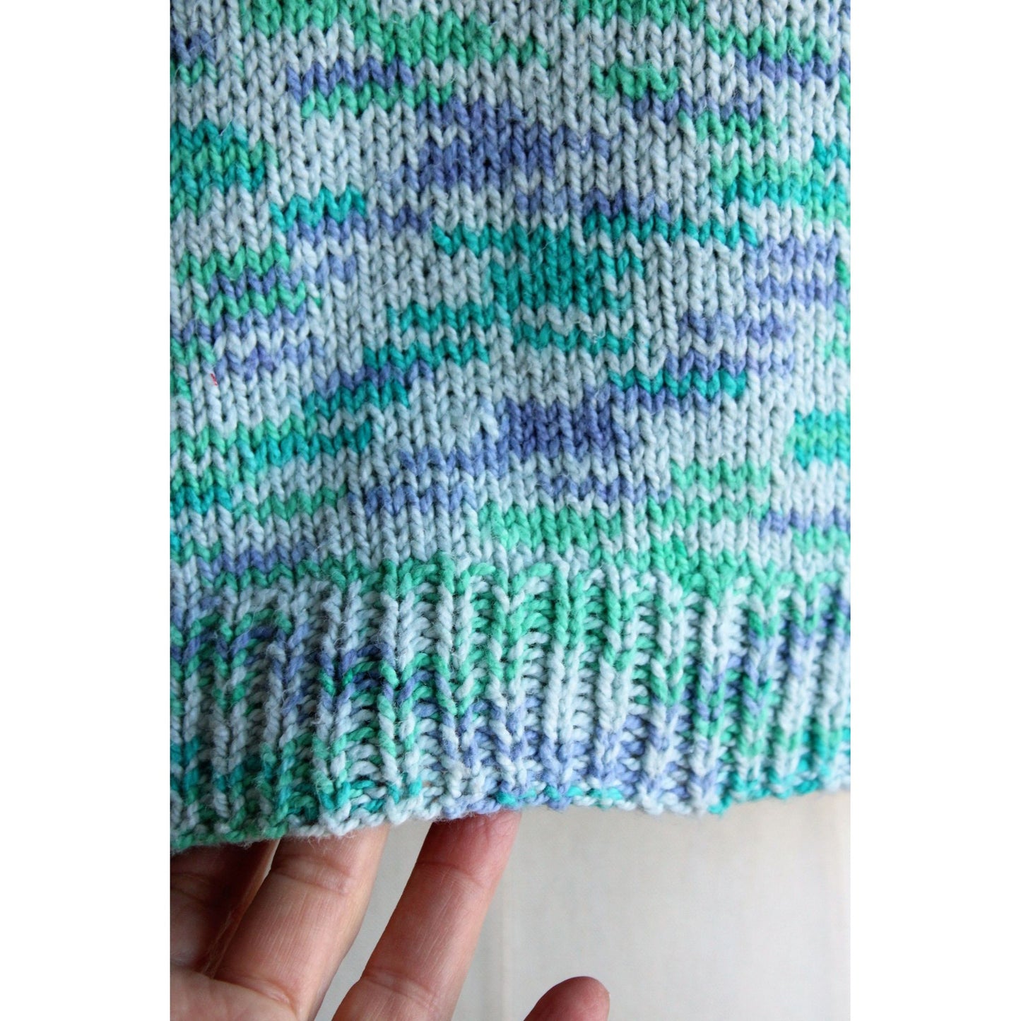Vintage Hand Knit Rose Guarino Seafoam Green Child's Sweater