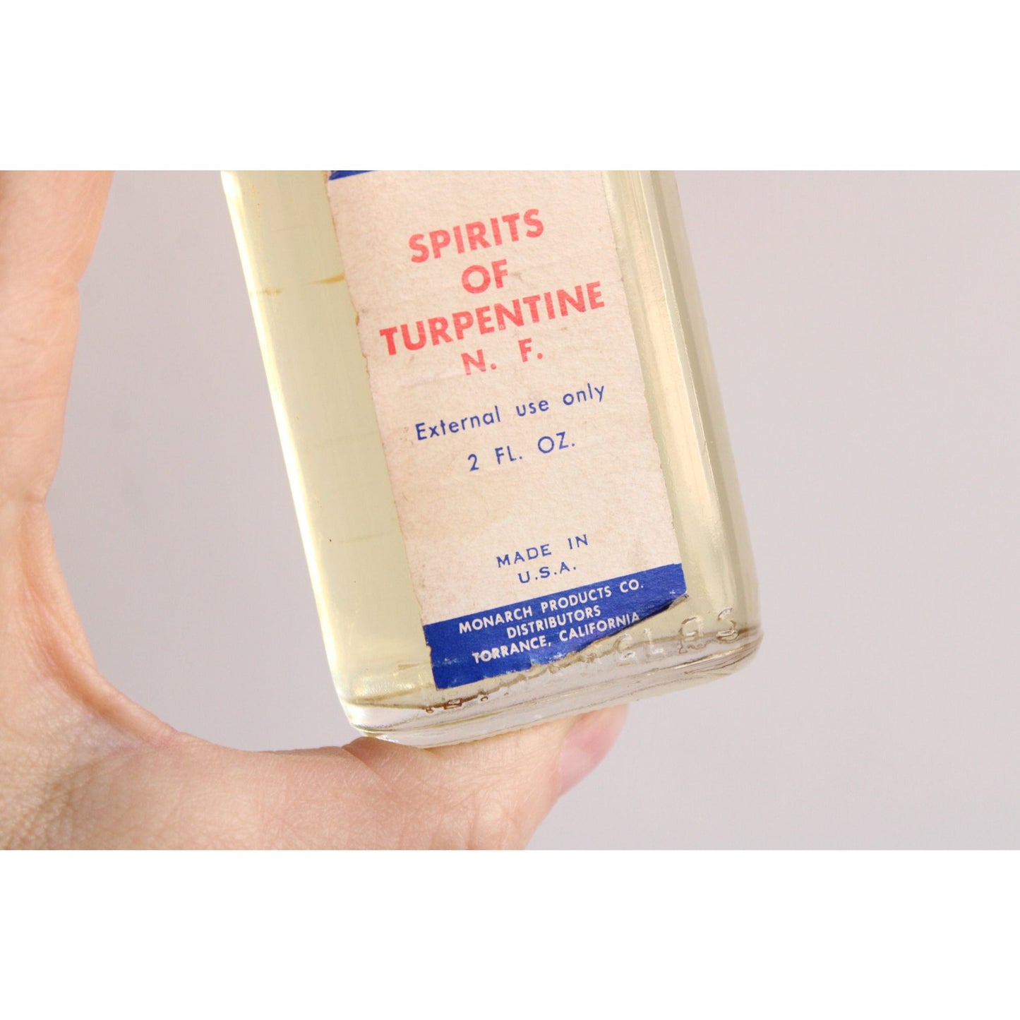 Vintage 1940s 1950s Spirits of Turpentine Glass Apothecary Bottle