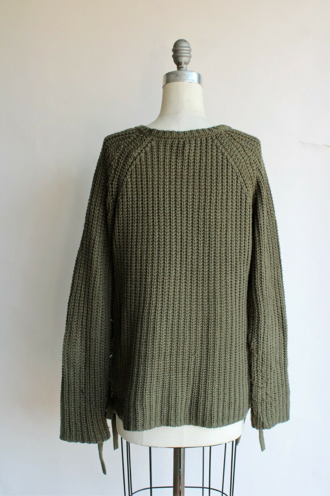 No Boundaries womens Sweater, Khaki Green, Size XL, Side Lacing