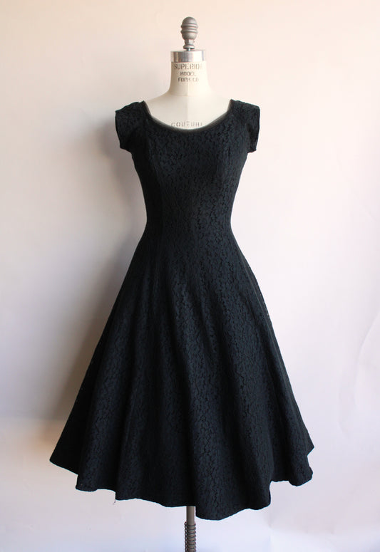 Vintage 1950 Black Lace Dress