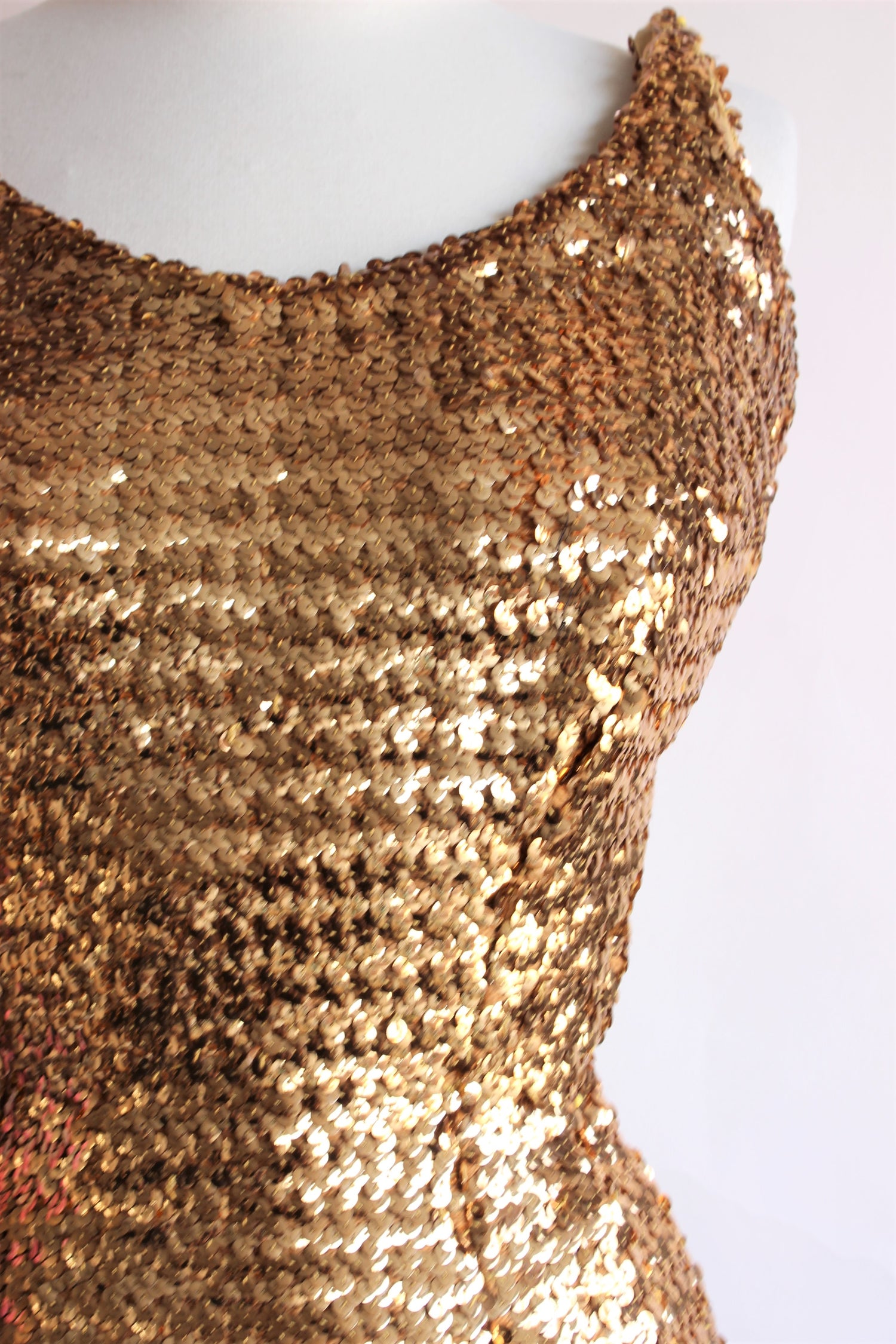 Vintage 1950s Gold Sequin Wiggle Dress