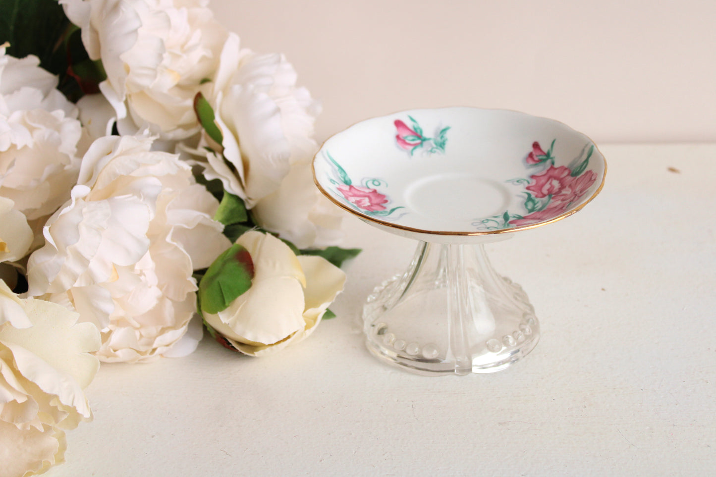 Vintage Upcycled Cupcake Plate, Soap Dish, Etc.