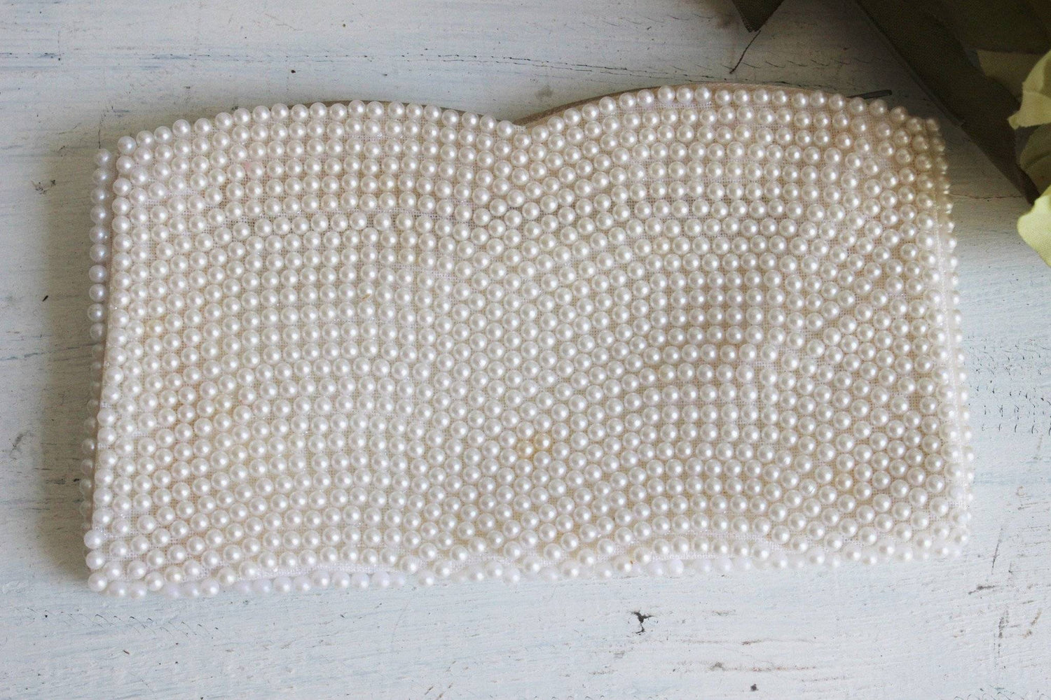 Vintage 1950s Faux Pearl Beaded Clutch Purse, Bags by Susan