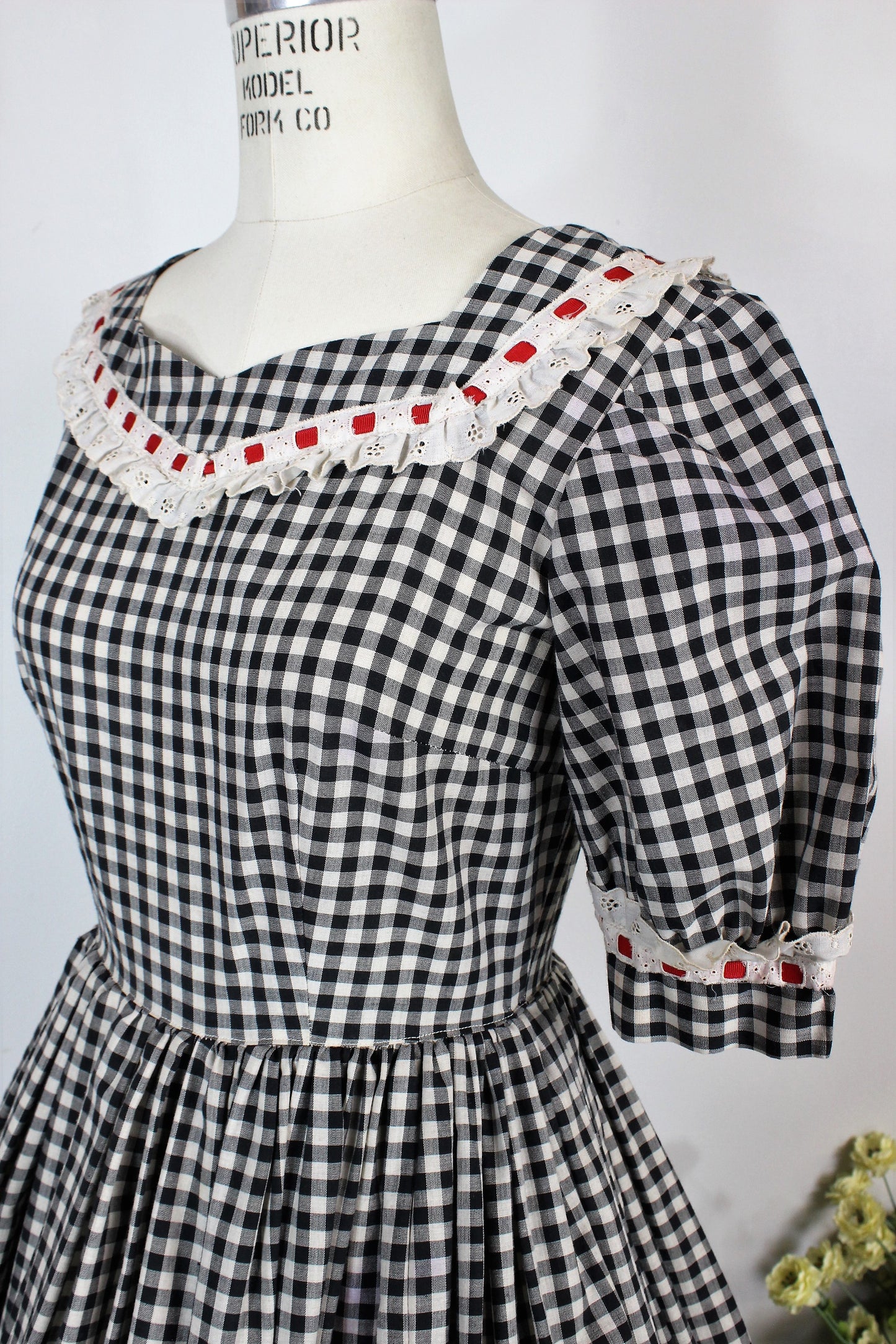 Vintage 1950s Fit and Flare Gingham Dress