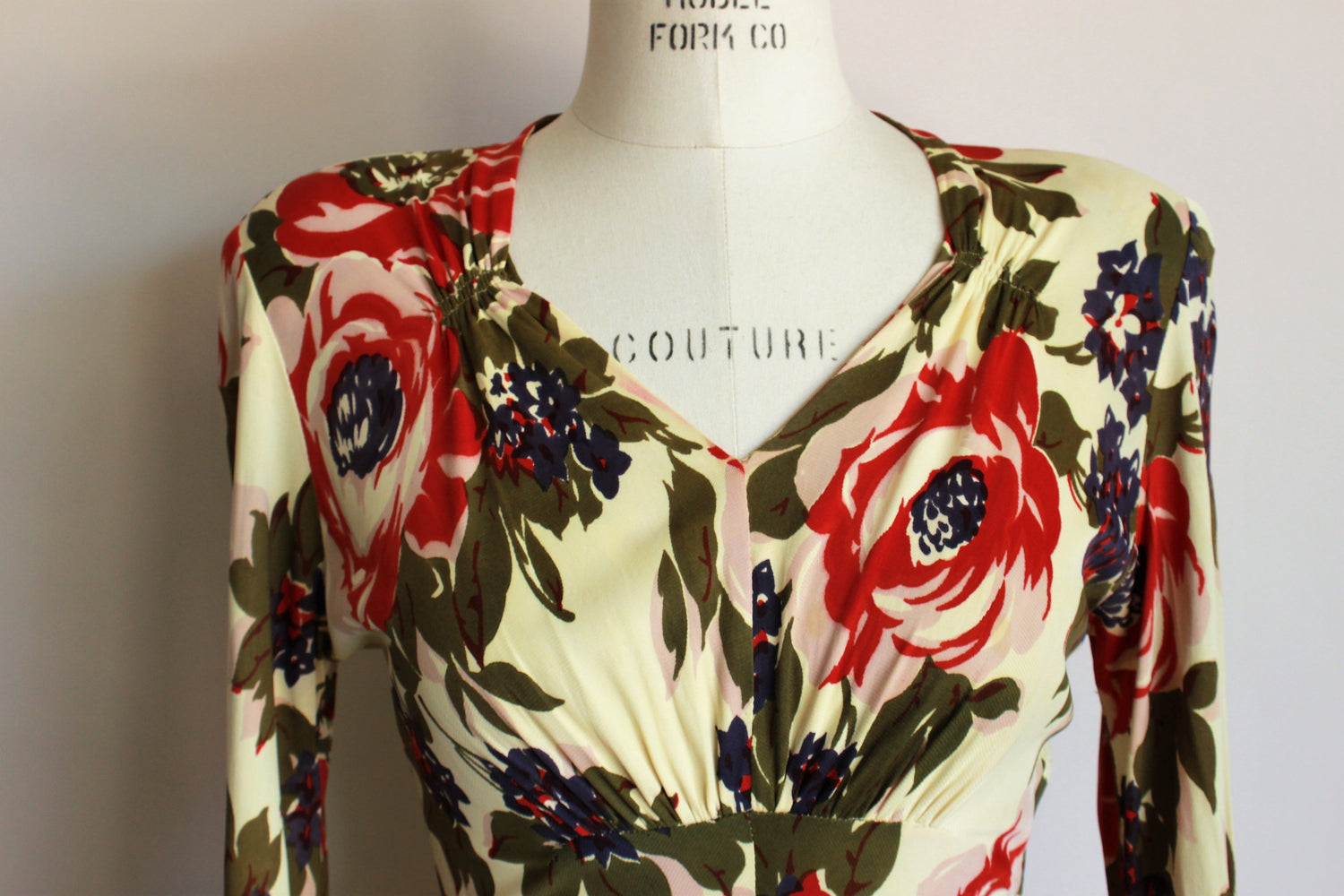 Vintage 1940s Nylon Floral Print Dress