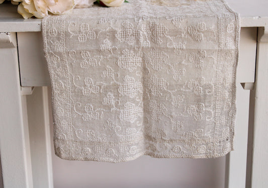 Vintage Woven and Embroidered Table Runner