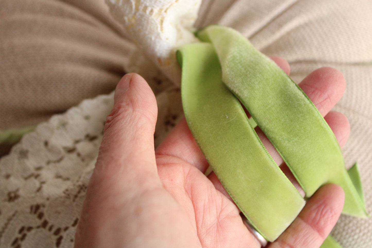 Extra Large Nordic Green Knit Pumpkin Pillow Pouf