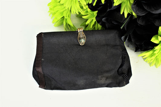 Vintage 1930s  Rare NRA Ladies Hand Bag Code Authority Black Clutch Bag Wiith Wrist Strap