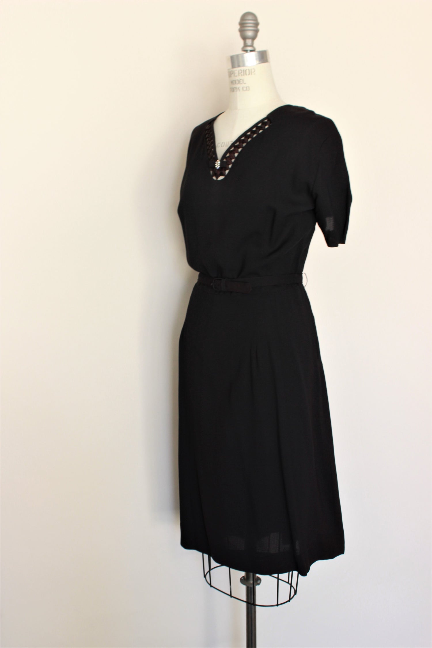 Vintage 1940s 1950s Black Dress With Belt and Jacket