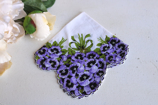 Vintage Violet Flower Handkerchief