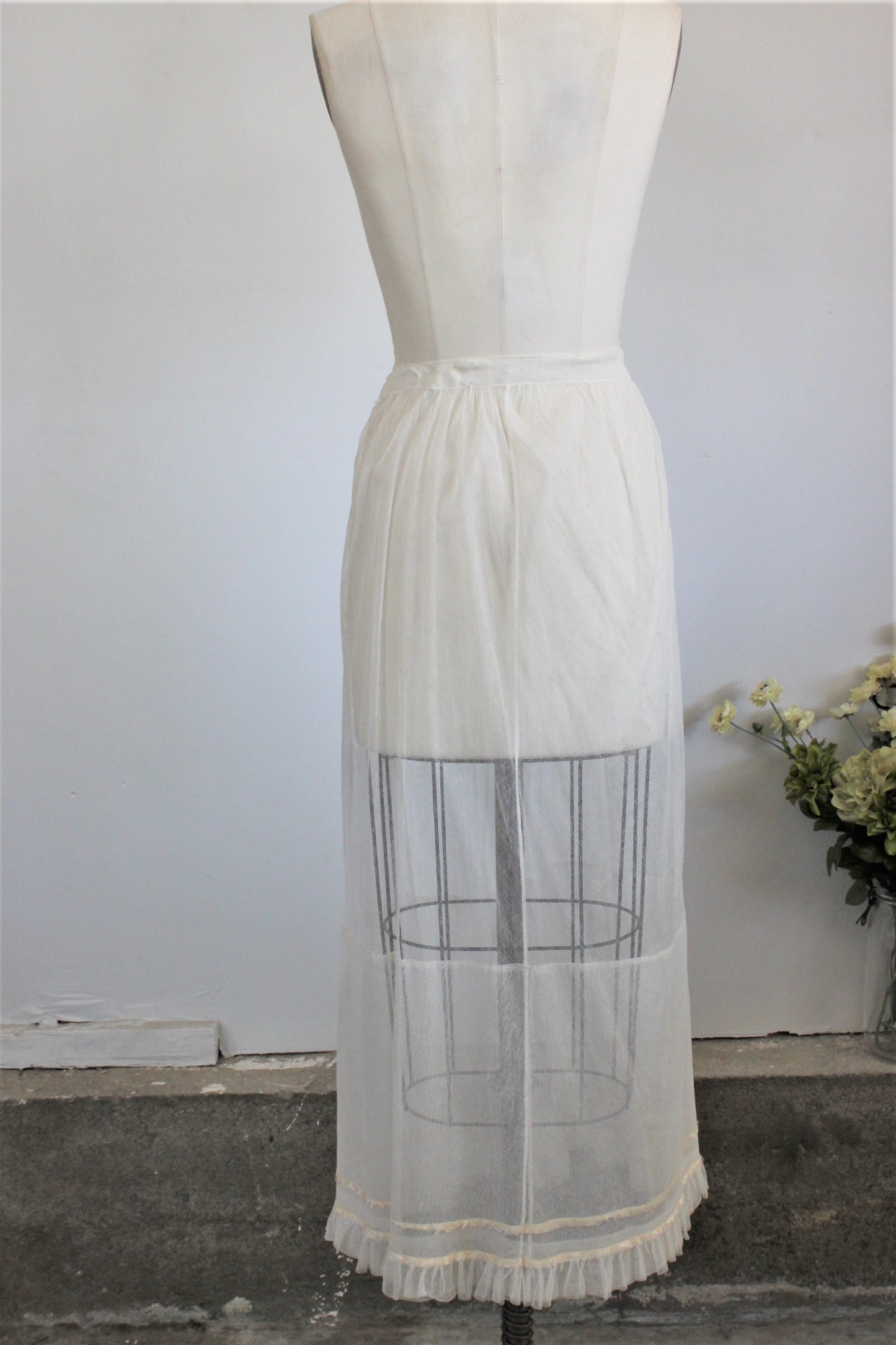 Vintage Antique Victorian White Tulle Petticoat