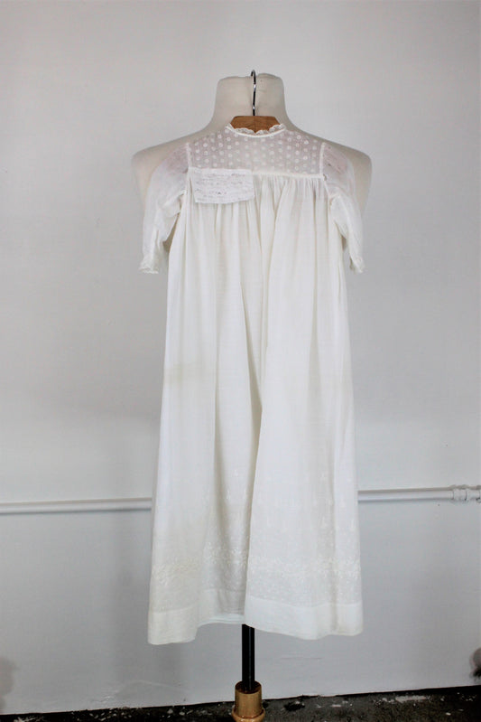Vintage 1910s Babys White Cotton Christening Dress