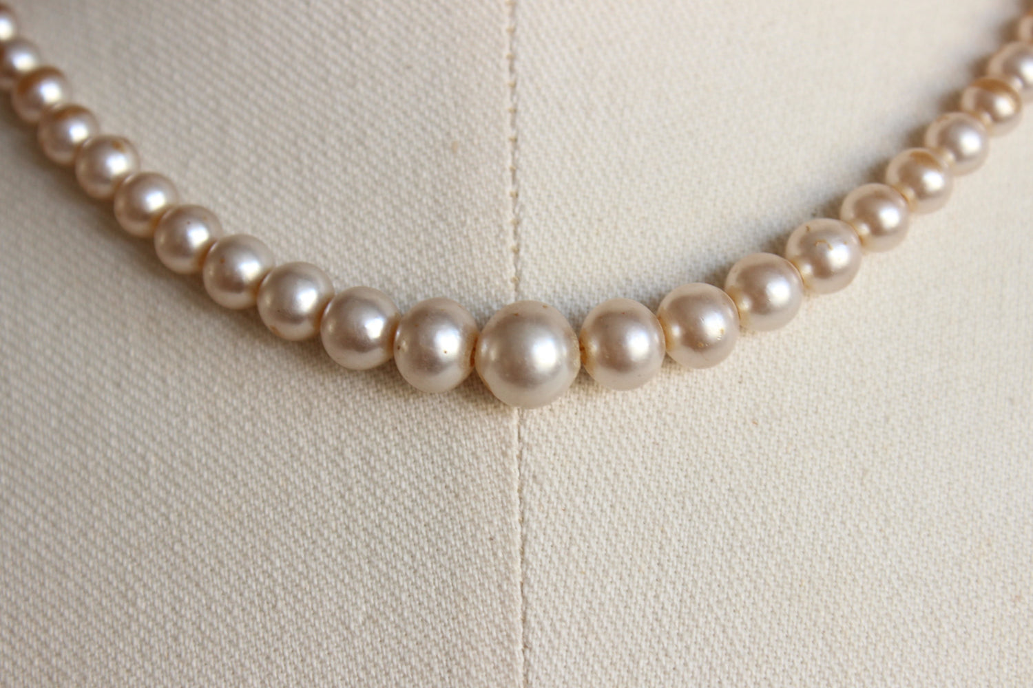 Vintage 1950s 1960s Faux Pearl Choker Necklace 16 Inch From Japan
