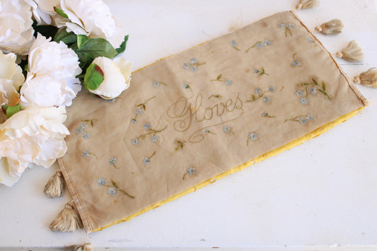 Vintage Antique Gold Silk Gloves Bag