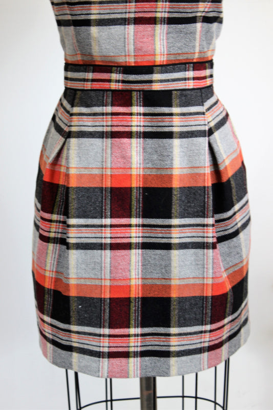French Connection Plaid Strapless Dress with Pockets SZ 10