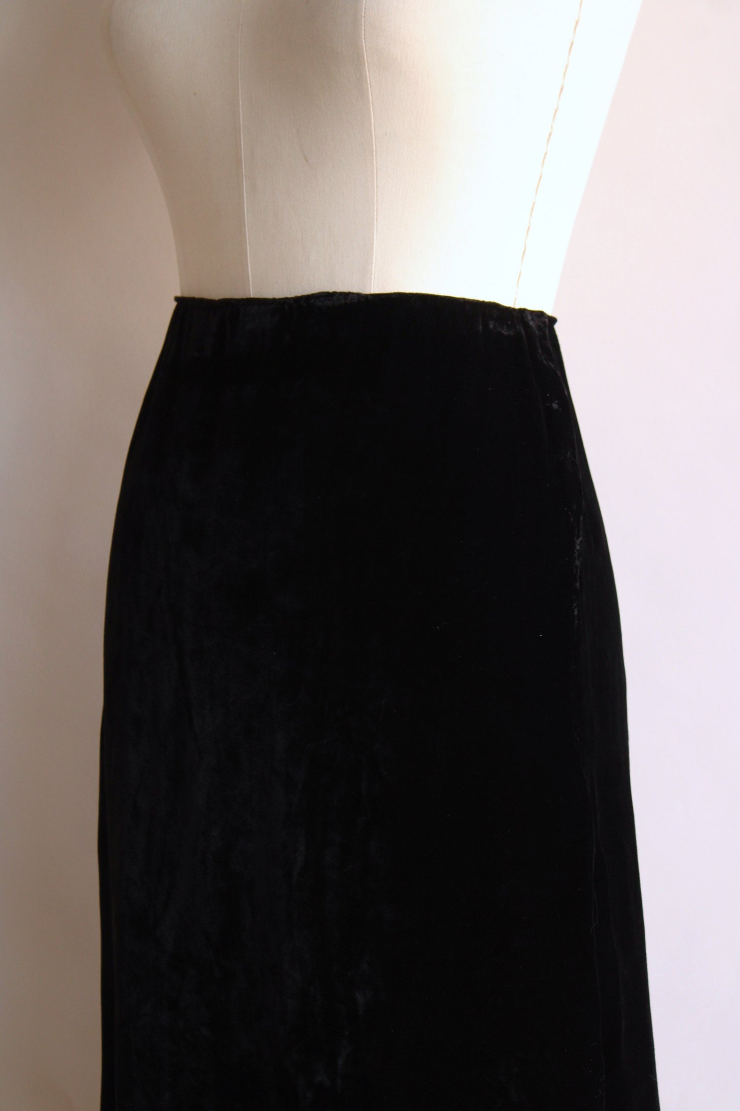 Vintage 1930s Black Silk Velvet Skirt With Side Slits