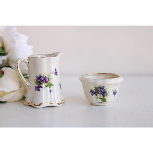 Vintage Violet Pattern Sugar And Creamer Set by Leneige