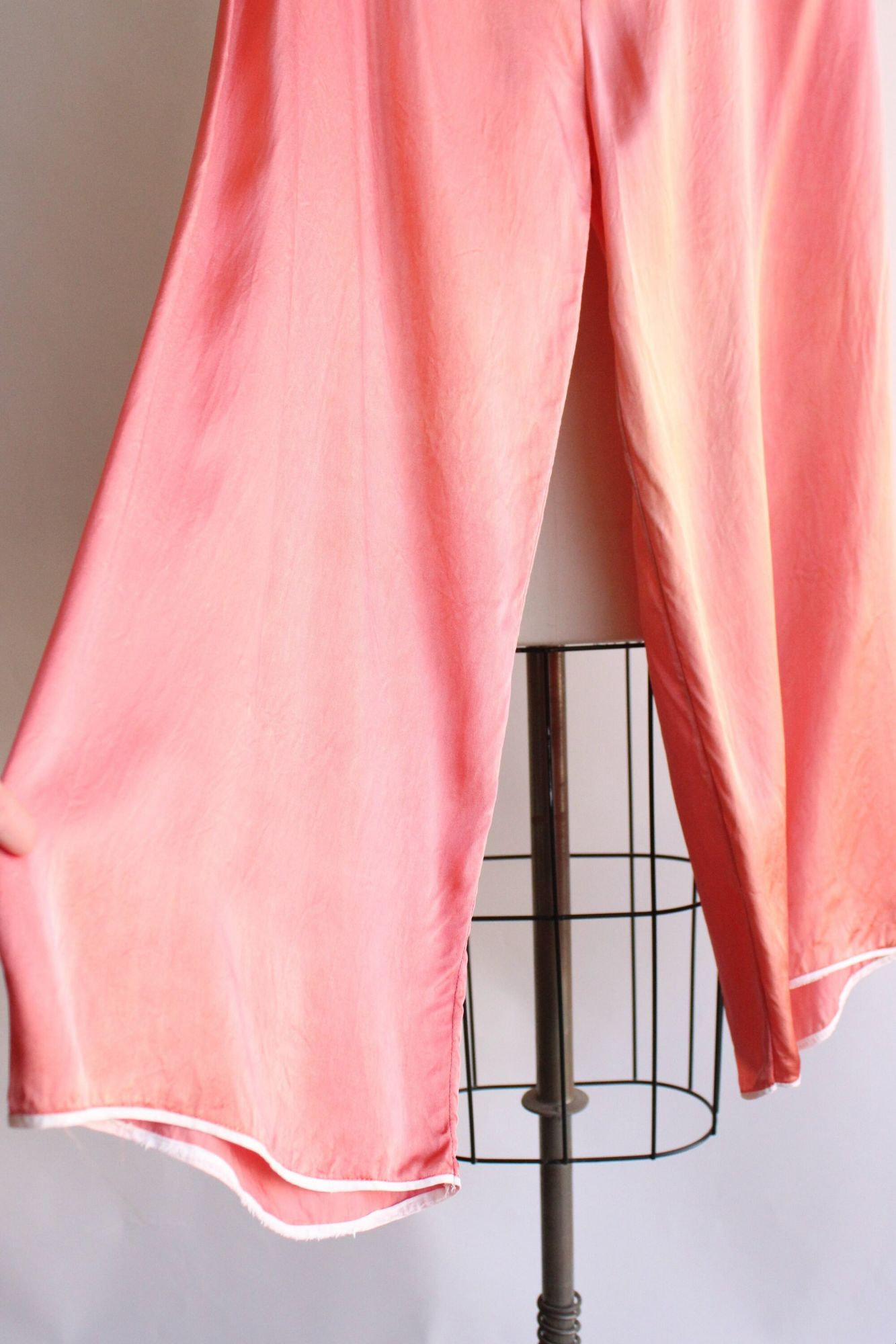 Vintage 1940s Pink Satin Wide Legged Pajama Pants
