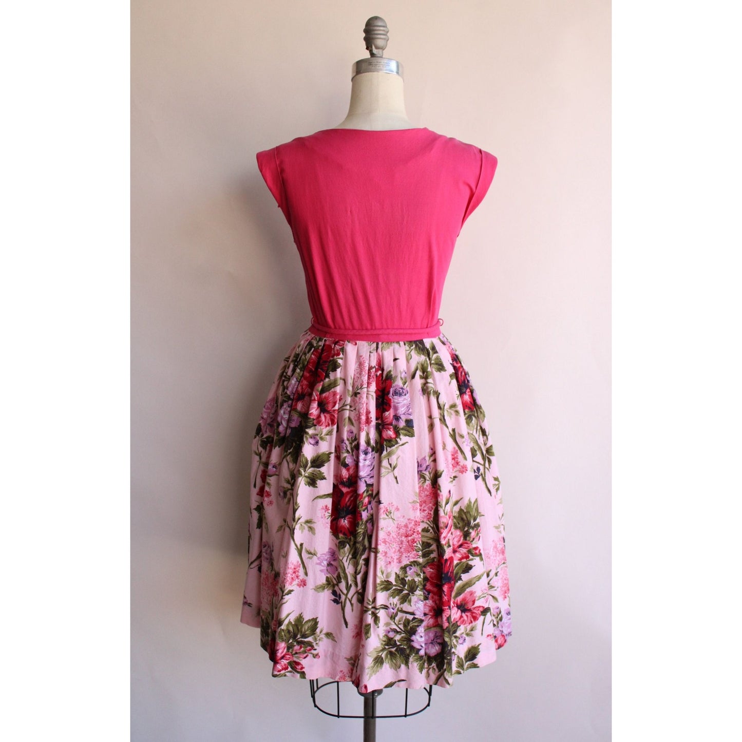 Vintage 1950s 1960s Kay Whitney Dress with Pocket and Belt