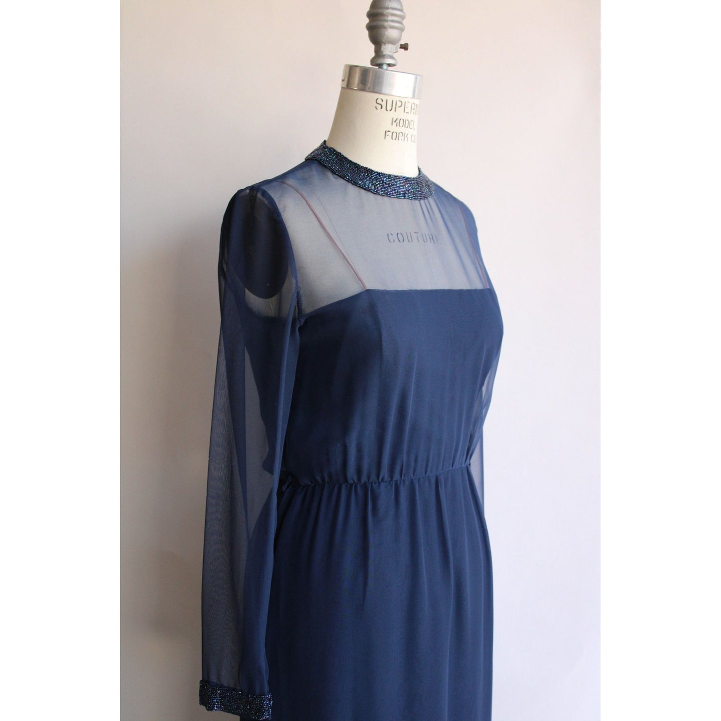 Vintage 1960s Victoria Royal Ltd. Navy Blue Cocktail Dress