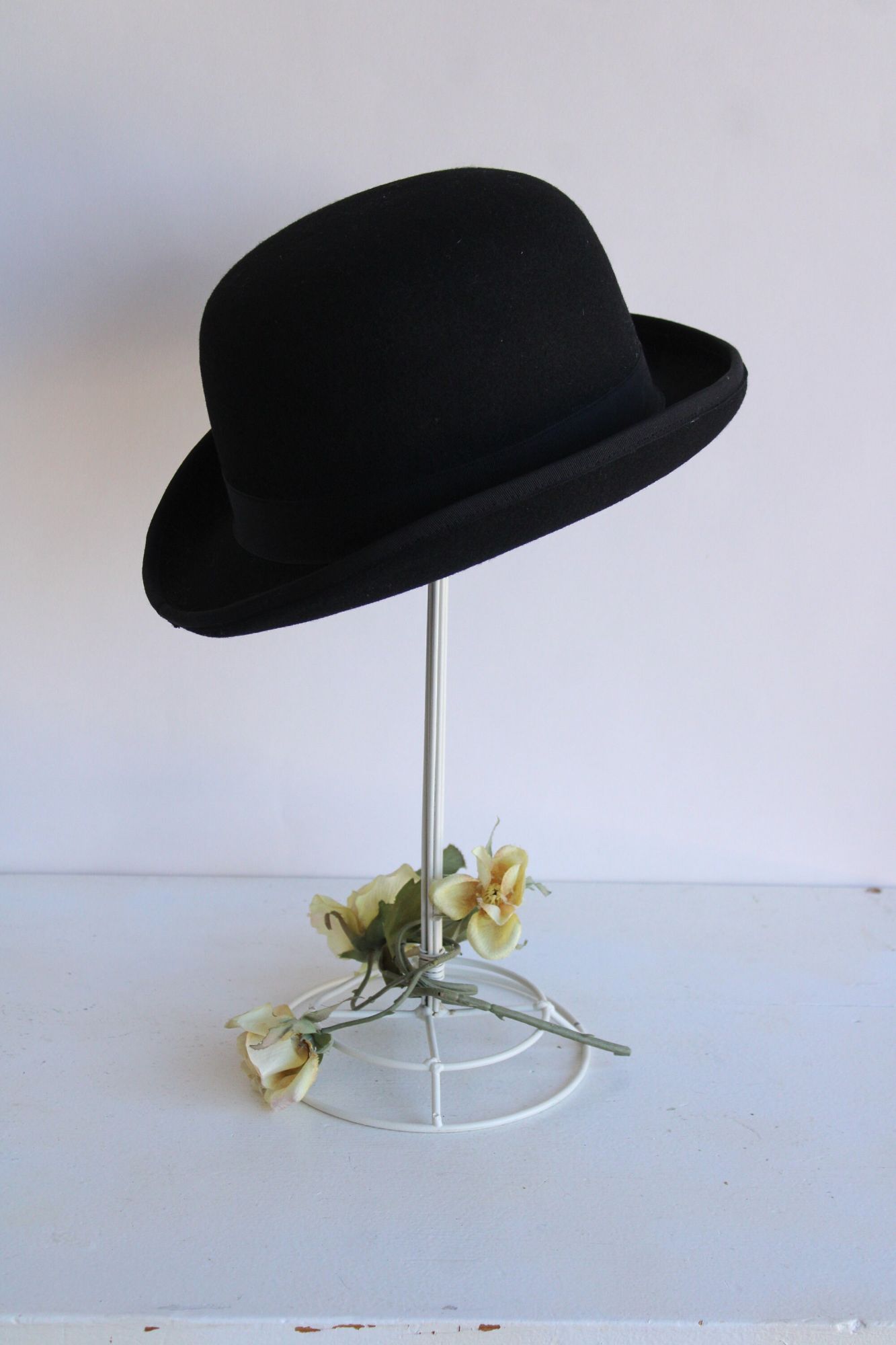 Vintage 2000s Men's Black Wool Bowler Hat