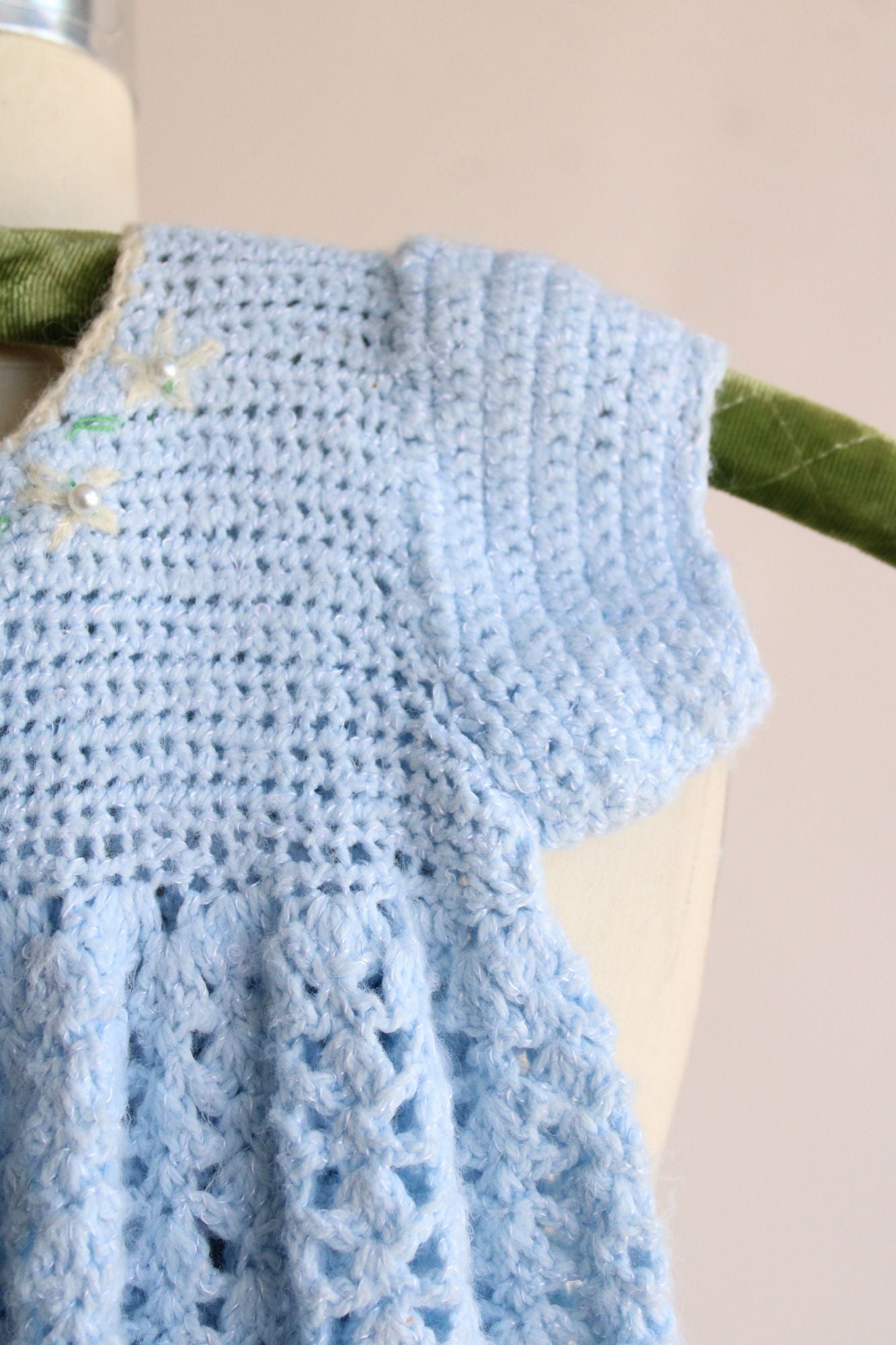 Vintage Blue Knit Baby Frock